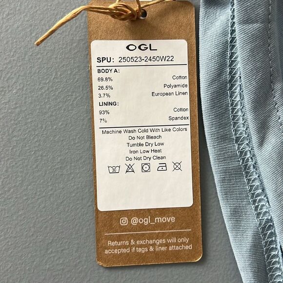 New OGL Cold Shoulder Cotton-Linen Gathered New Airy Brami - Arctic Fog Size M - Picture 6 of 10